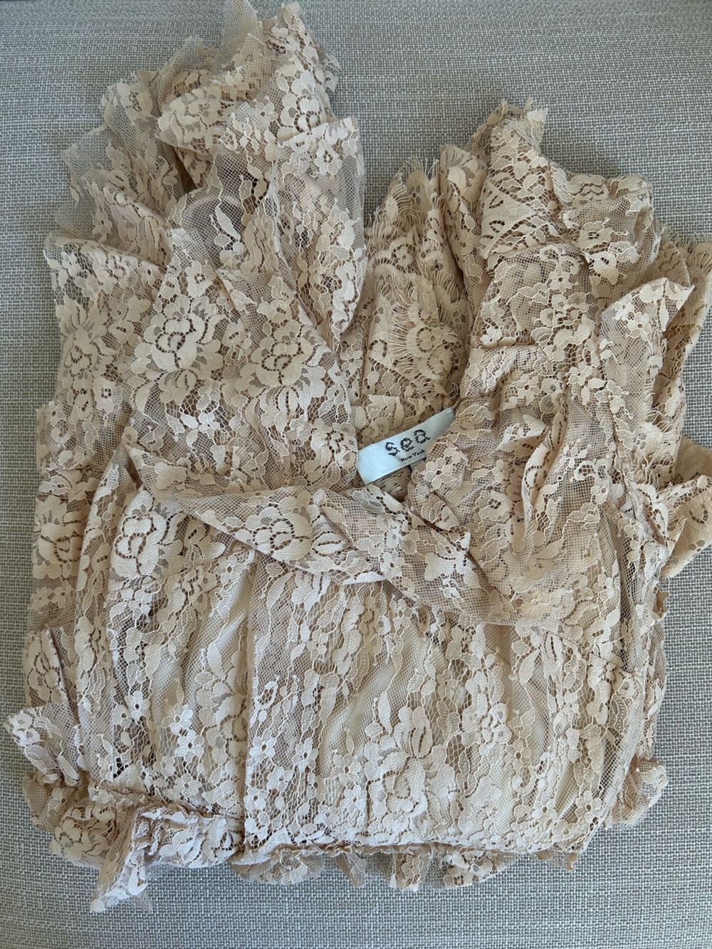 Sea New York Sharleen Lace Maxi Dress - Beige V Neck Romantic Party - Picture 5 of 11